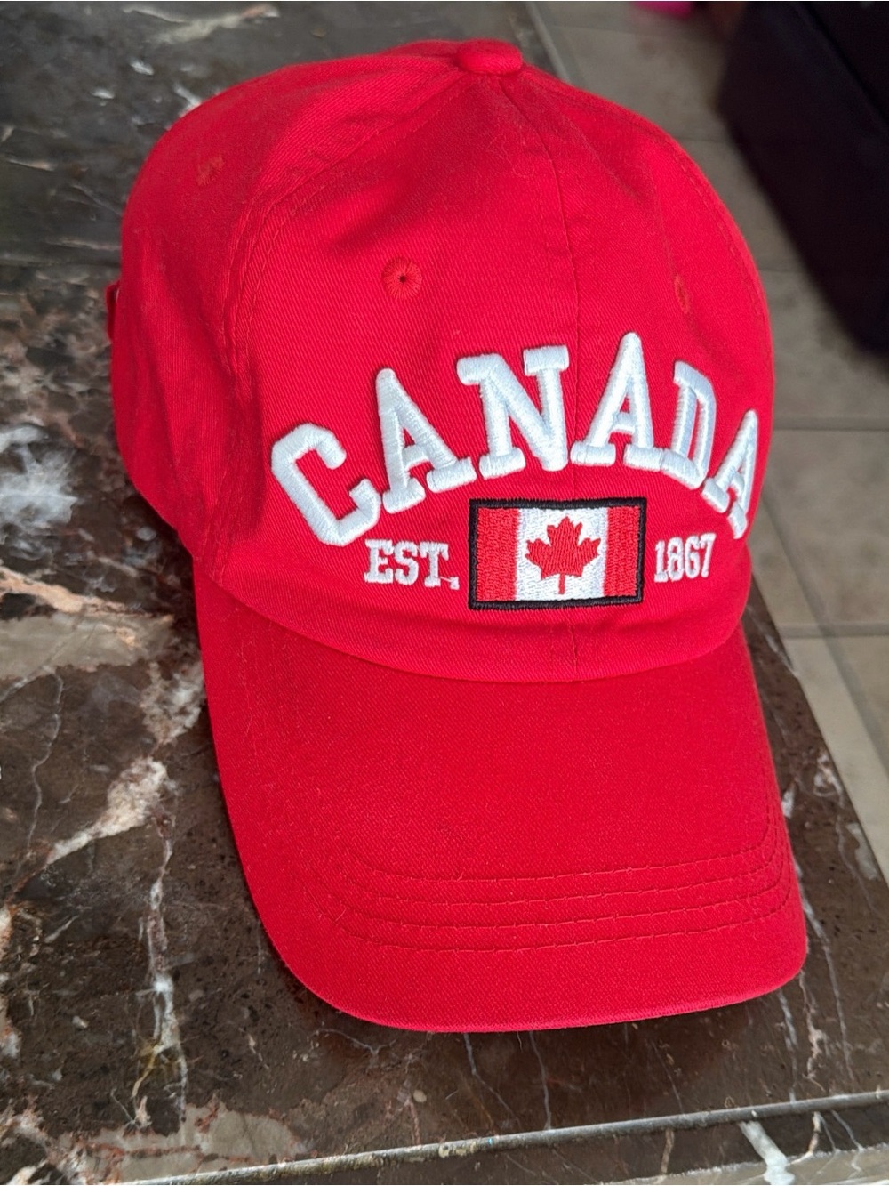 Canada Red Embroidered Baseball Cap